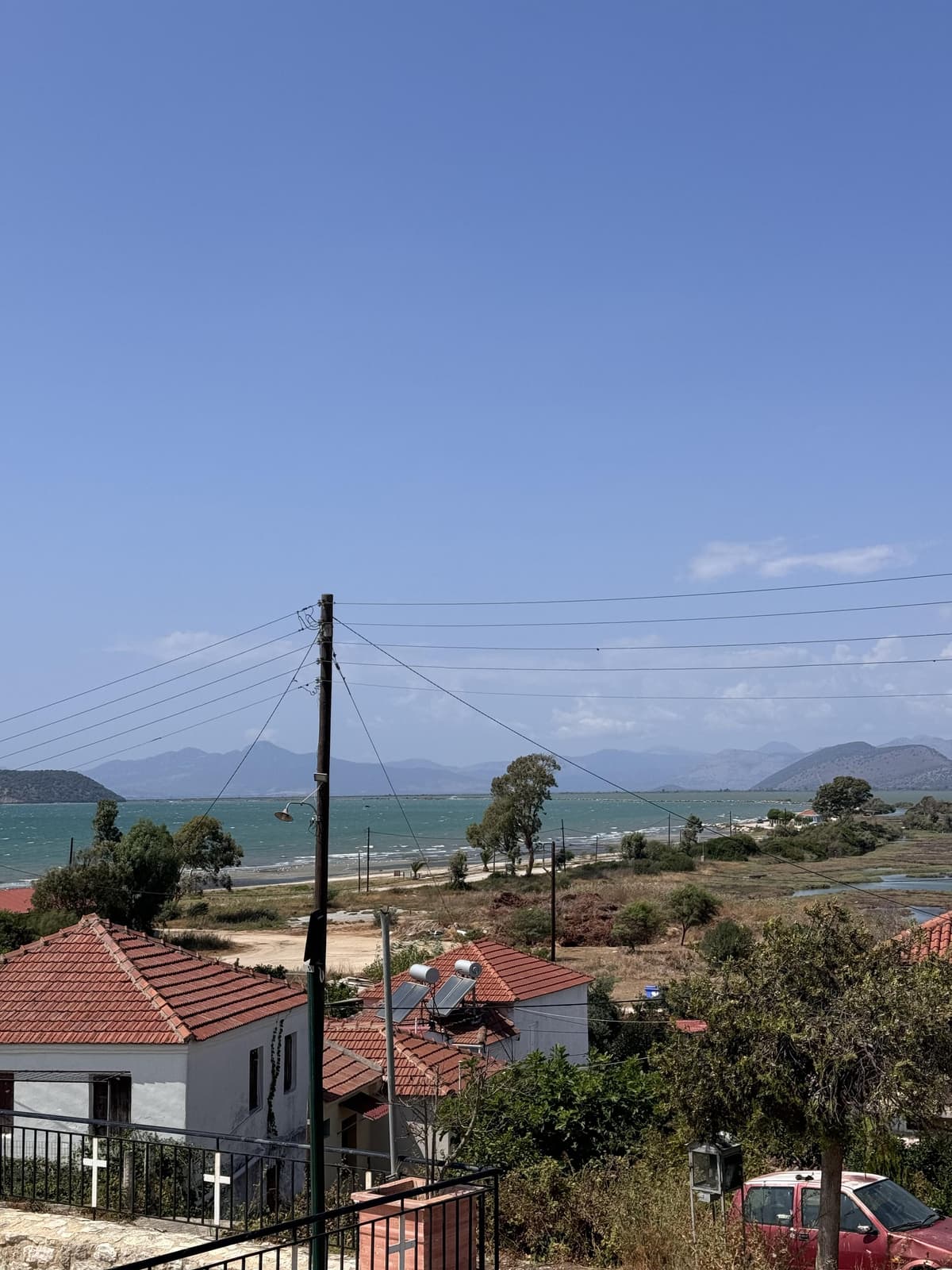 Daytime residential landscape with water view